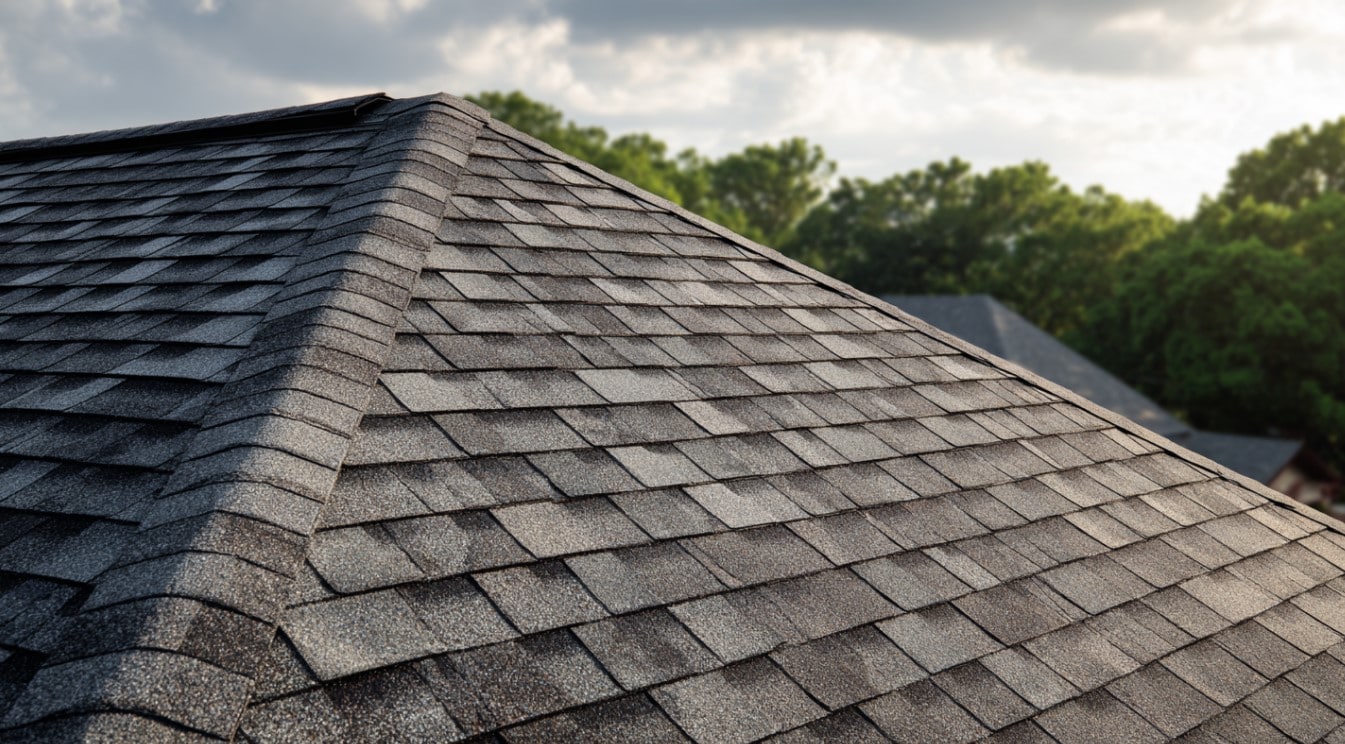 Brown and grey recently shingle roof that was recently installed in a Florida home