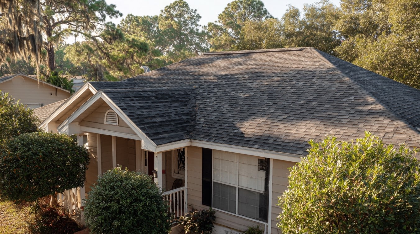 Recently installed black shingle rood in Vero Beach, FL