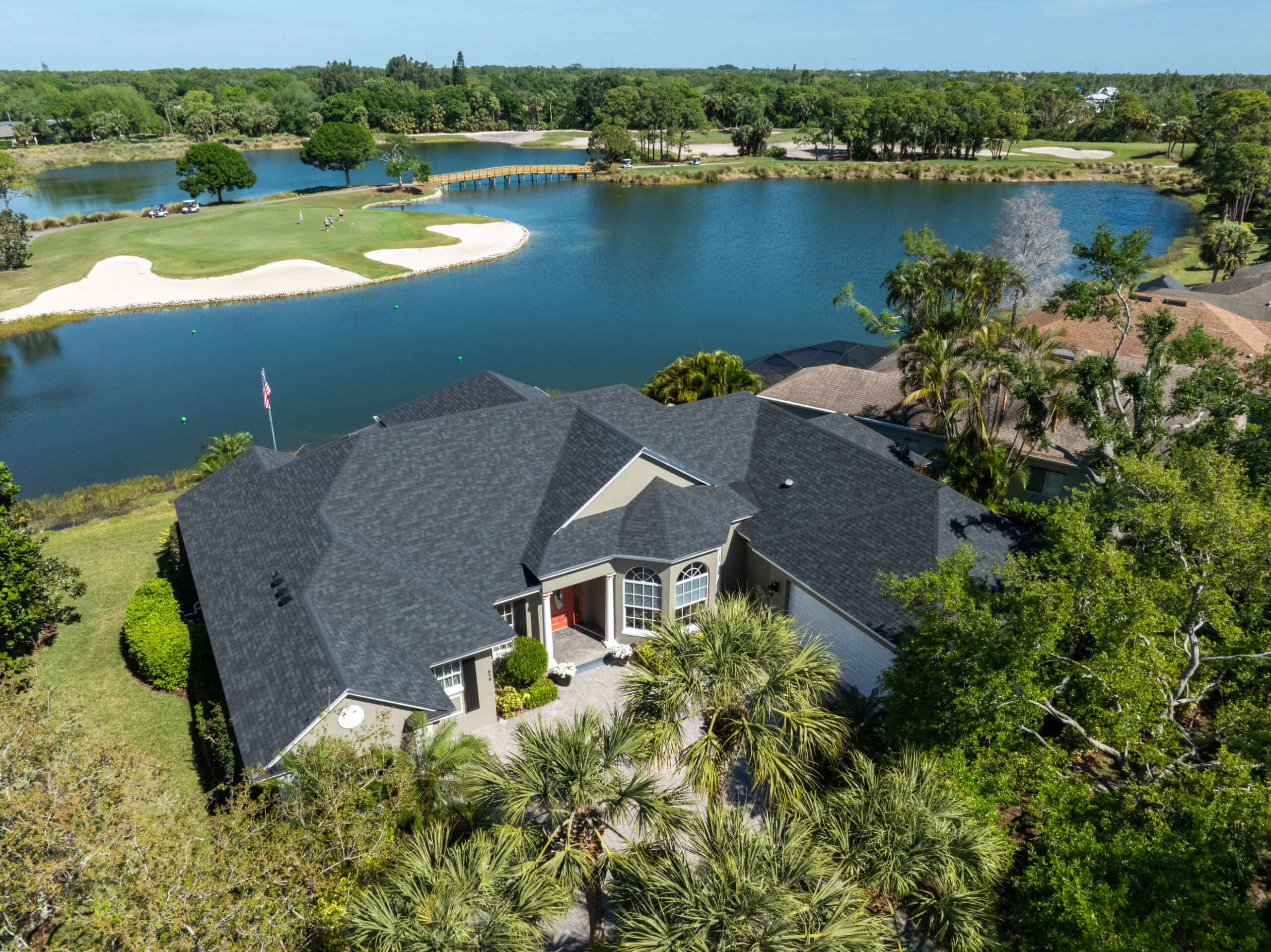Recently installed black shingle rood in Vero Beach, FL