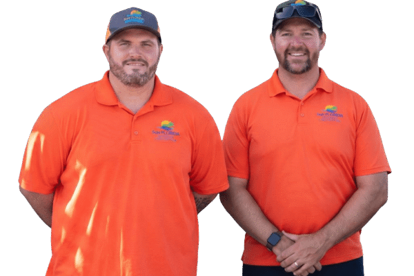 My Florida Roofing Contractor sales team members wearing orange company uniforms