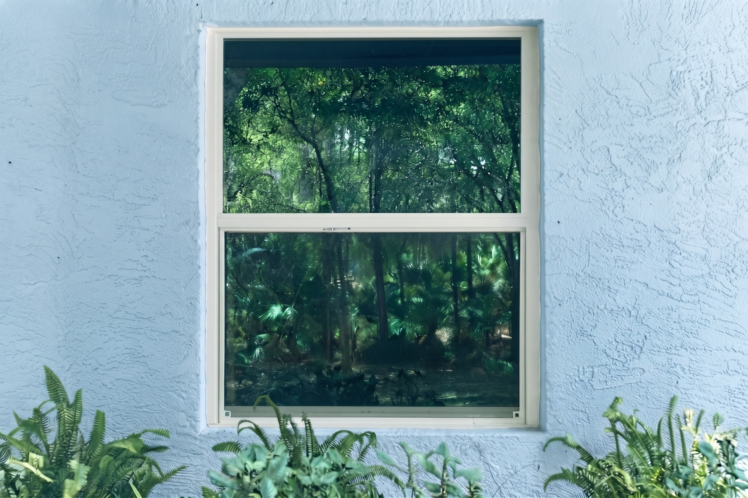 White-framed impact window installed on a home in Port St. Lucie, Florida