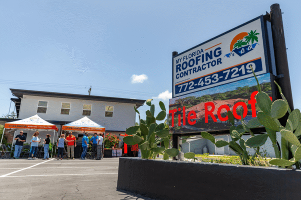 My Florida Roofing Contractor team gathering outside the company’s Vero Beach office